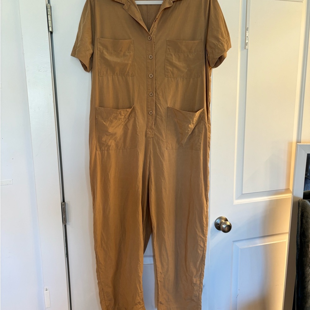 Tradlands Tan Short-Sleeve Utility Jumpsuit